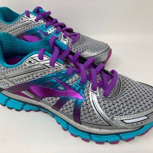 Brooks Women's Adrenaline GTS 17 Silver Lace Up Sneakers Size 7.5